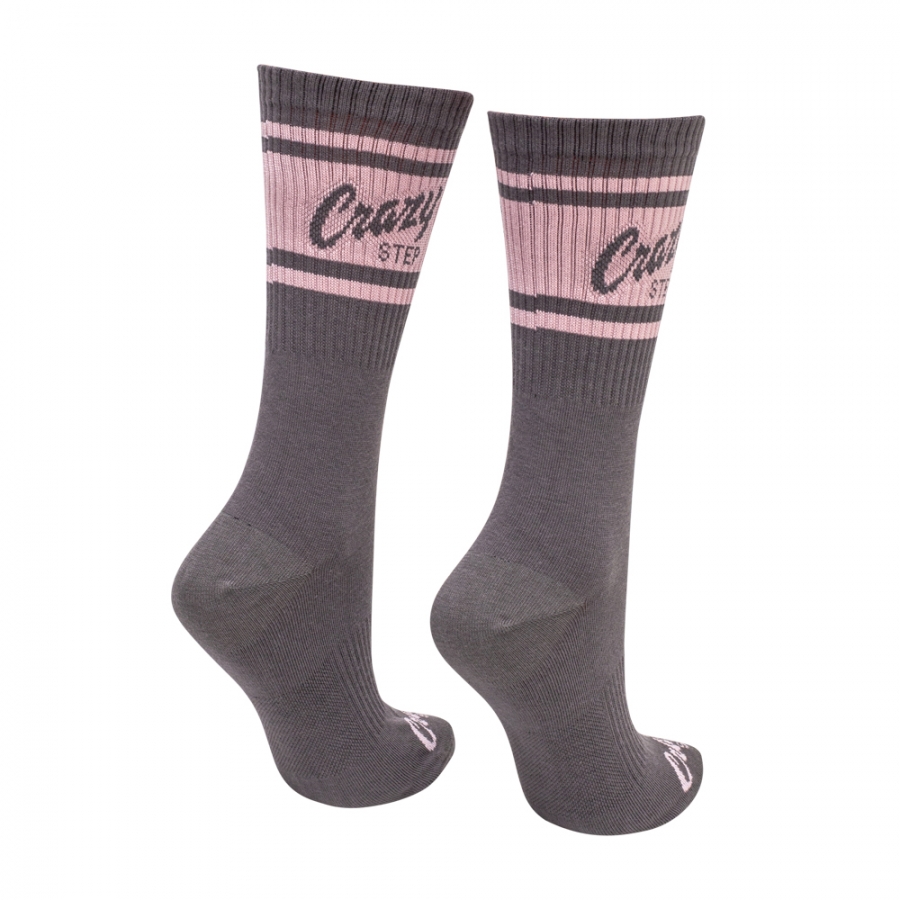 Vysoké športové ponožky šedo rúžové